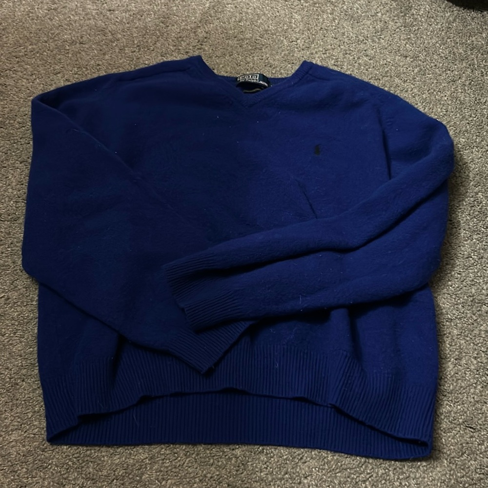 deep royal blue polo sweater 💙💙